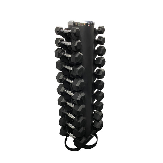 【予約販売】【期間限定SALE】ヘックスラバーダンベル ストレートハンドル ハードクローム  固定式 1kg -10kg 各2個1組 収納タワー セット